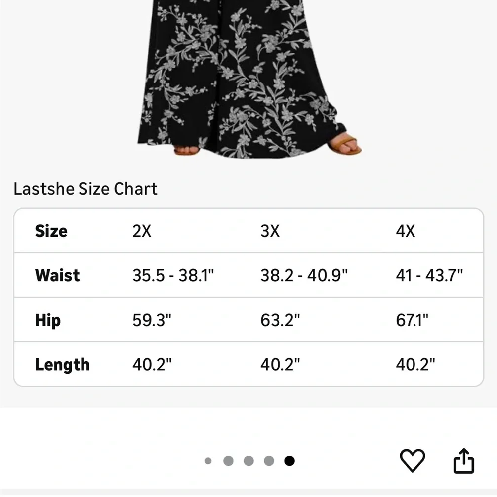 Elegant Black Floral Wide Leg Pants - Picture 3 of 3